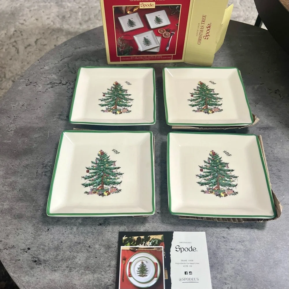 SPODE Christmas Tree Set of 4 Tidbit Plates - Picture 5 of 8